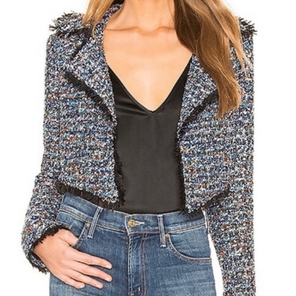 Revolve Lovers + Friends Paola Cropped Tweed Style Jacket sz M